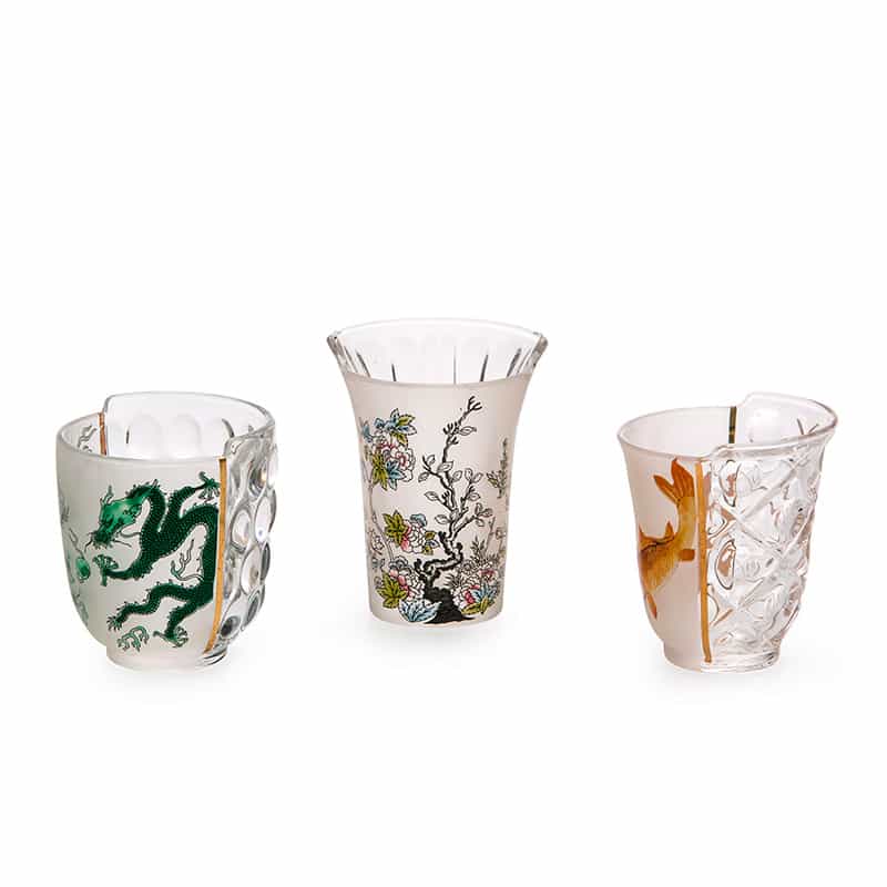 Hybrid-aglaura set of 3 glass