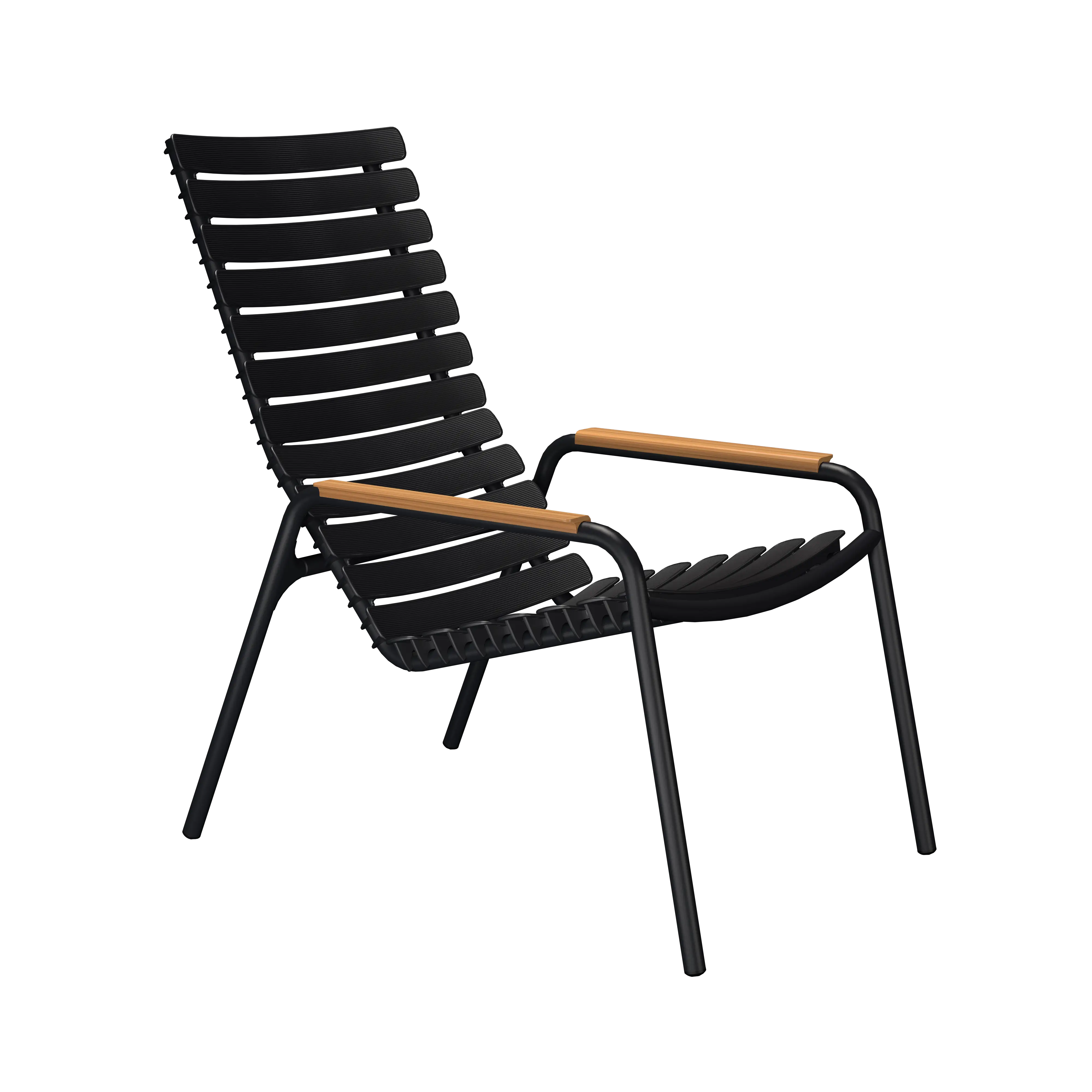 Reclips lounge chair - Black, bamboo armrests