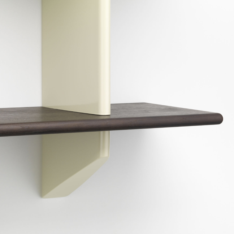 Rayonnage Mural - Prouve Blanc Colombe, dark oak