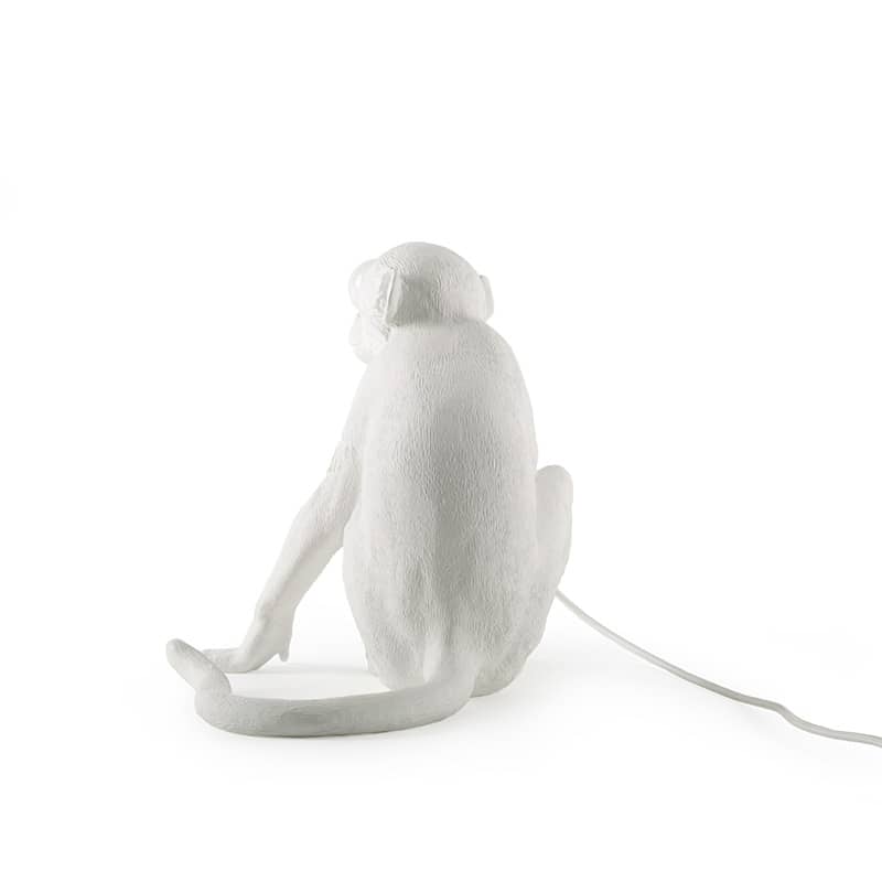 Monkey tafellamp sitting - White