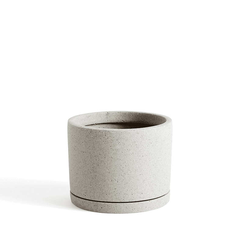 Plant Pot with Saucer L - Grey