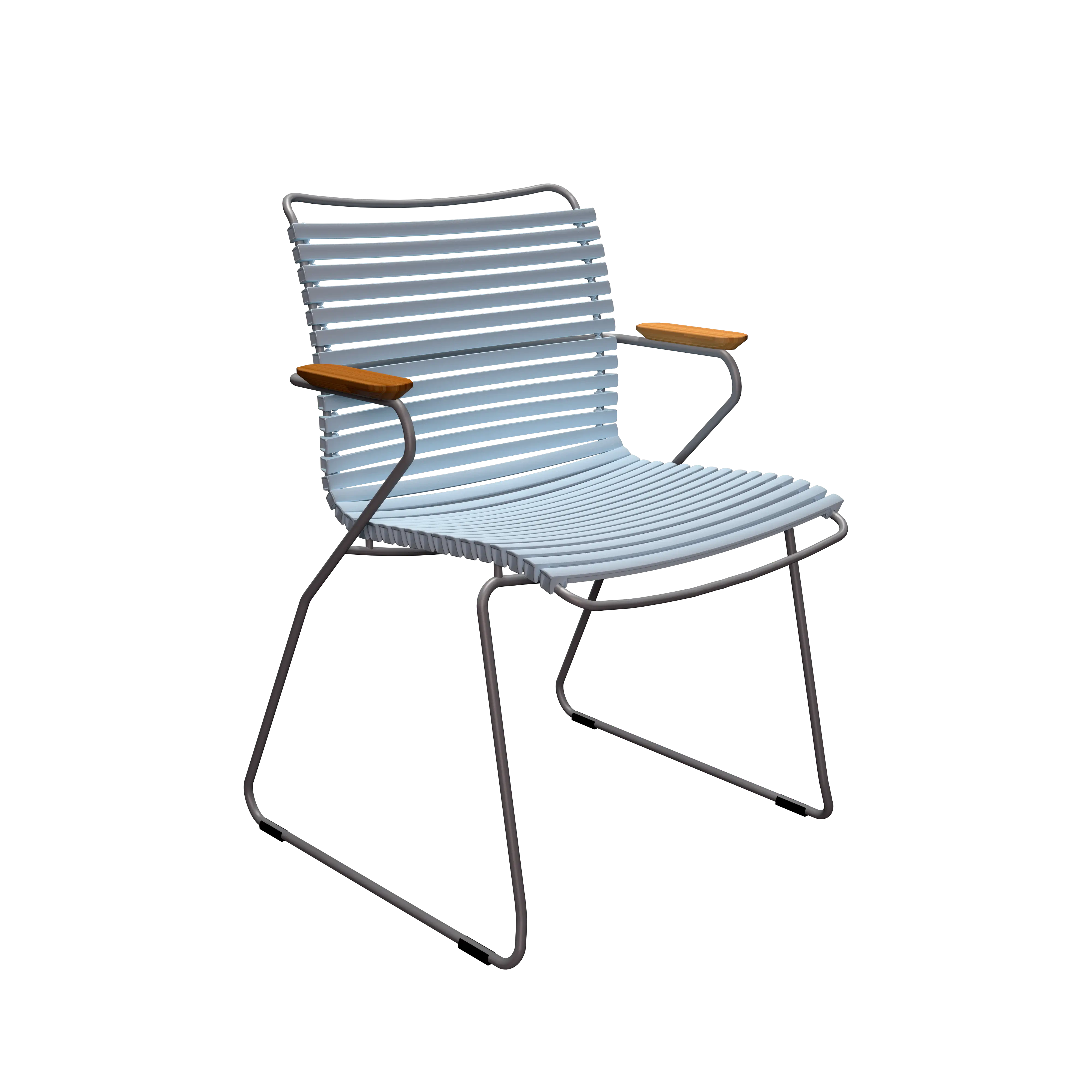 Click dining chair - Dusty light blue, bamboo armrests