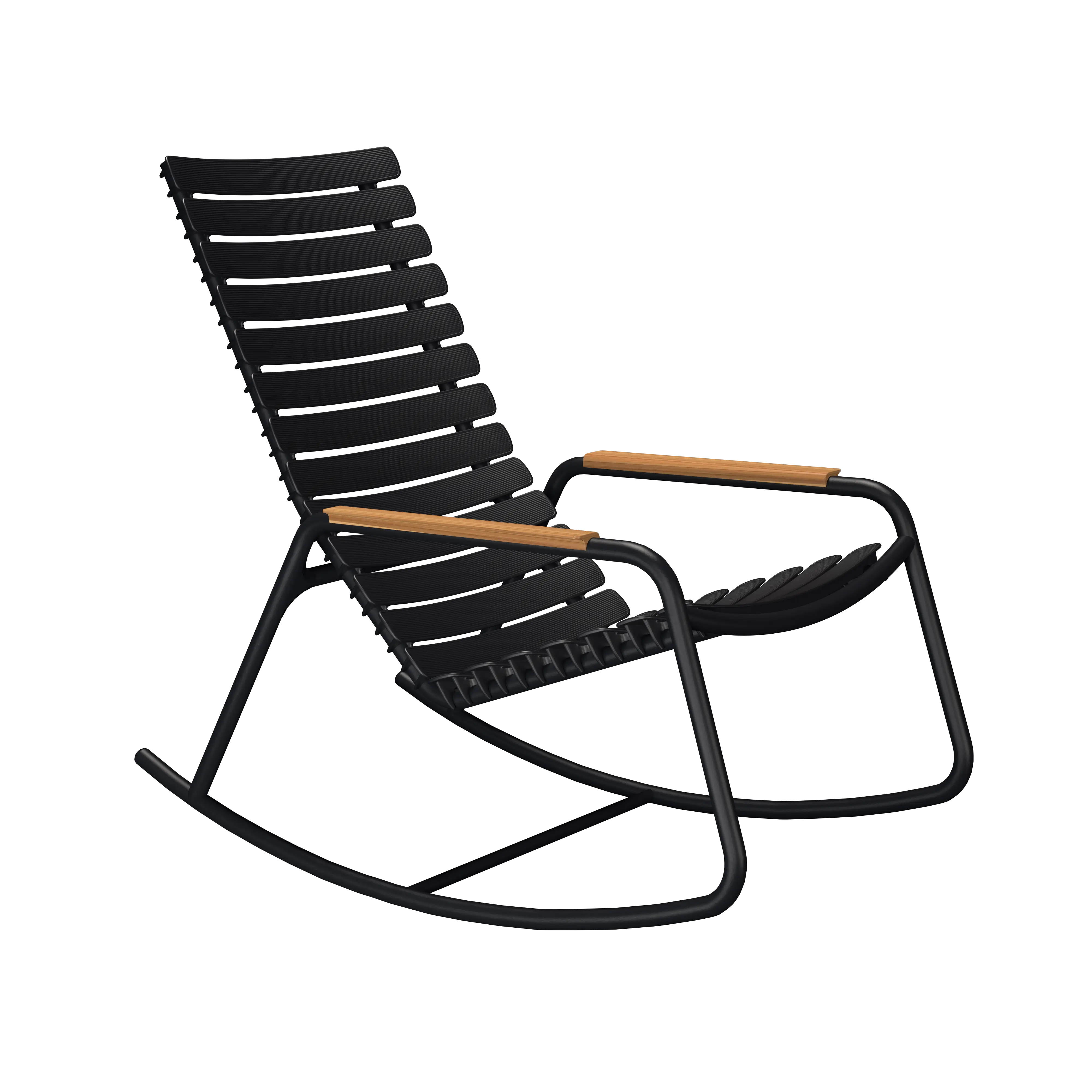 Reclips rocking chair - Black, bamboo armrests
