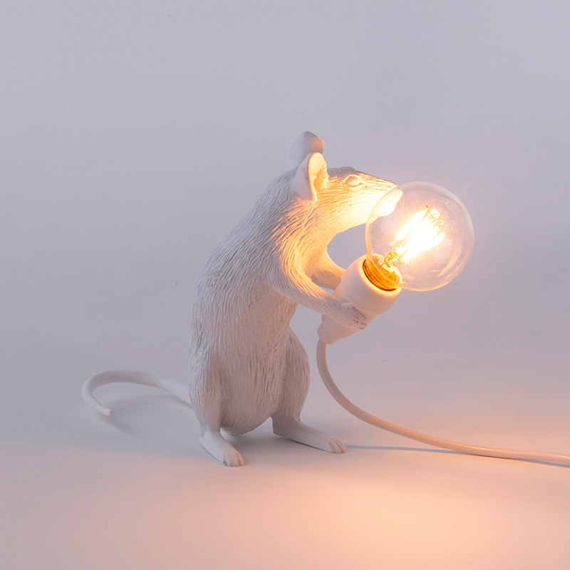 Mouse sitting USB tafellamp - White