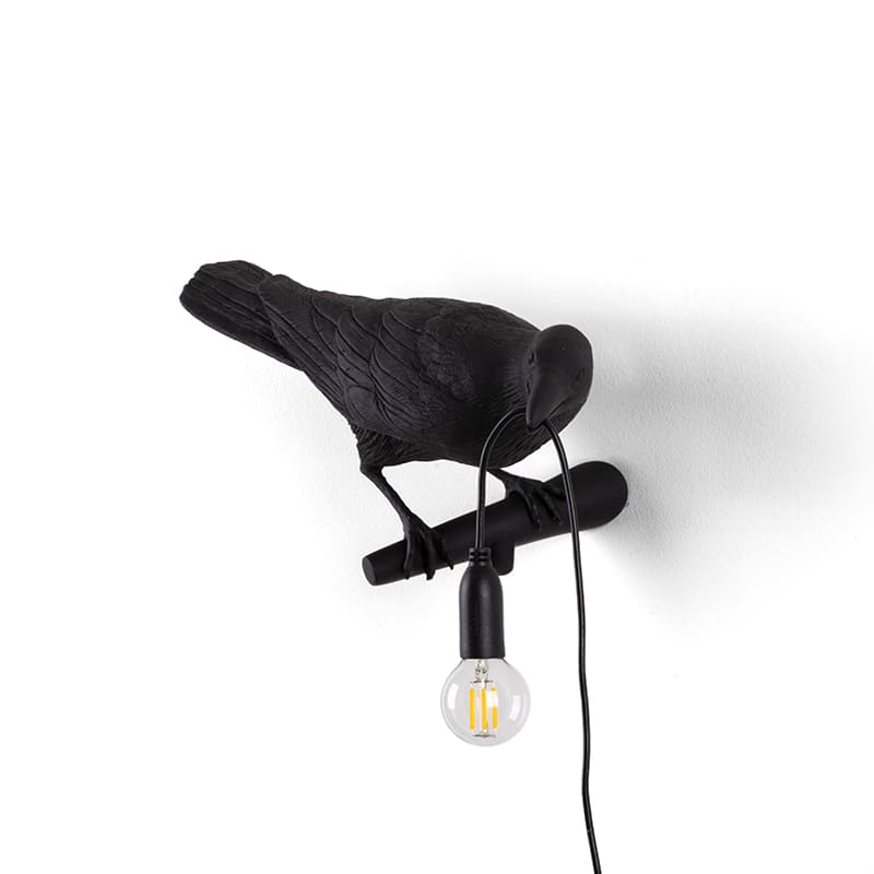 Bird wandlamp looking right outdoor - Black