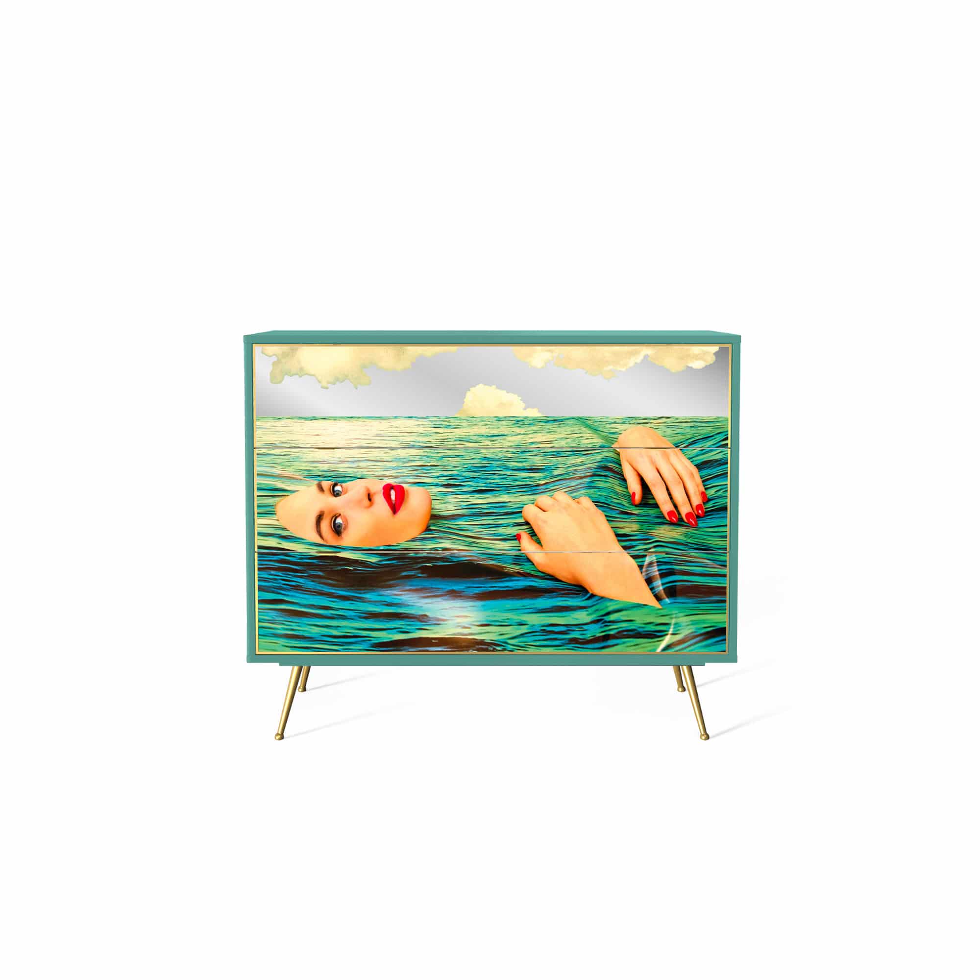 Chest of 3 drawers in mdf toiletpaper - Sea girl