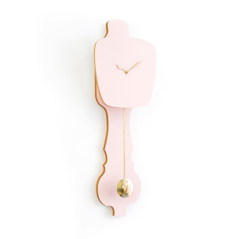 Wall clock pendulum large - Peach pastel/shiny gold