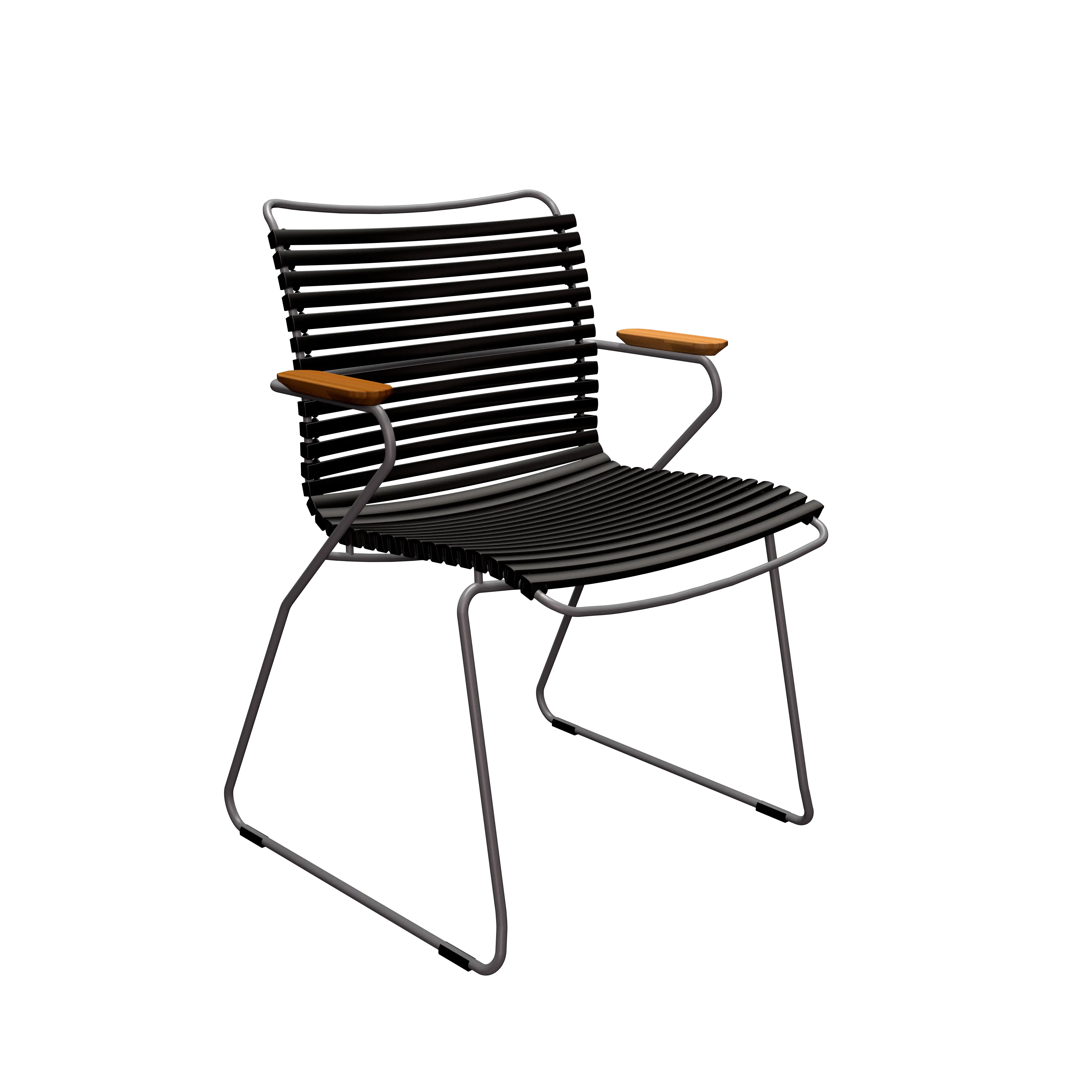 Set Four dining table bamboo black 90 x 210 cm + 6 Click chair black, bamboo armrest