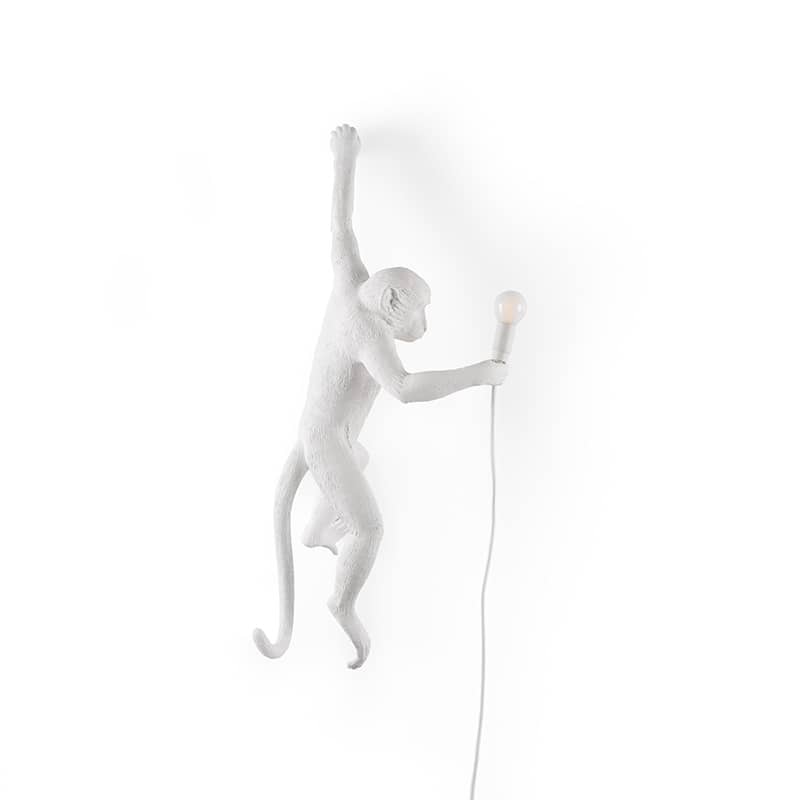 Monkey wandlamp hanging left hand - White