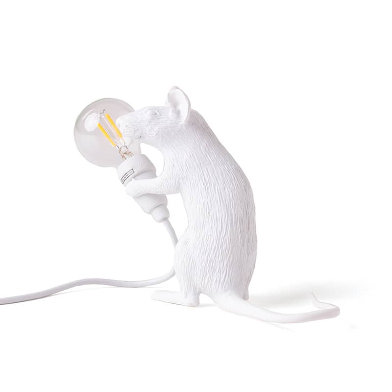 Mouse sitting USB tafellamp - White