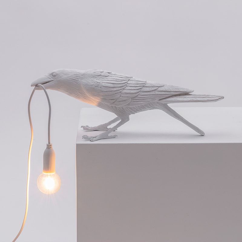Bird tafellamp playing outdoor - White