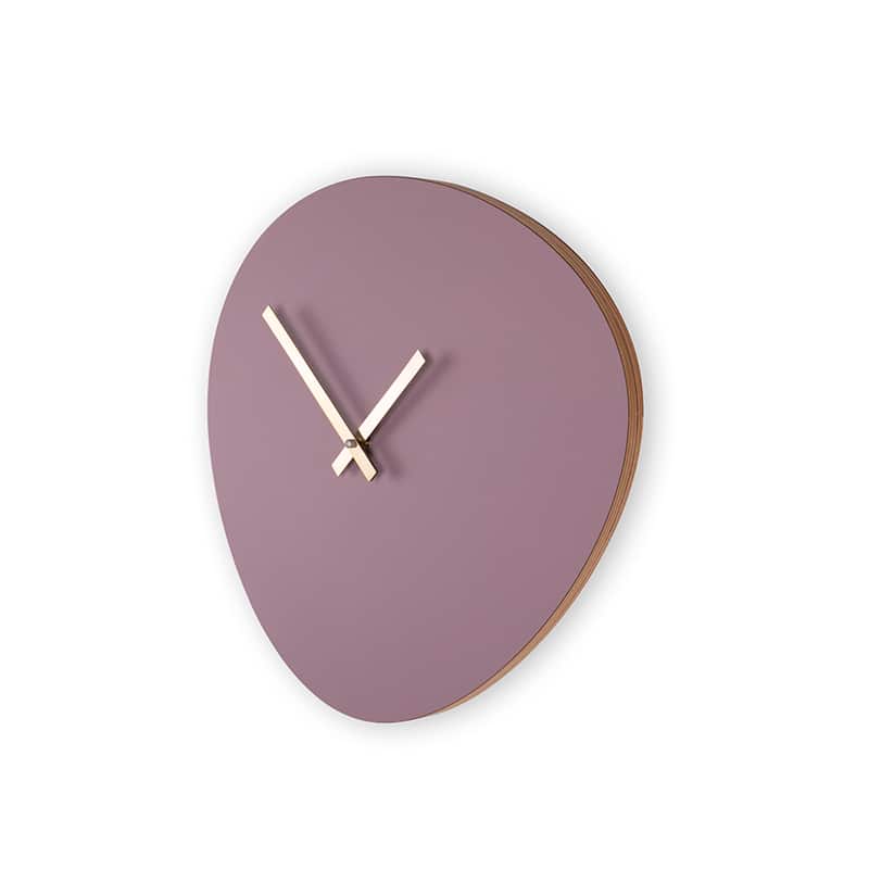 Wall clock pebble - Lavender grey/shiny gold