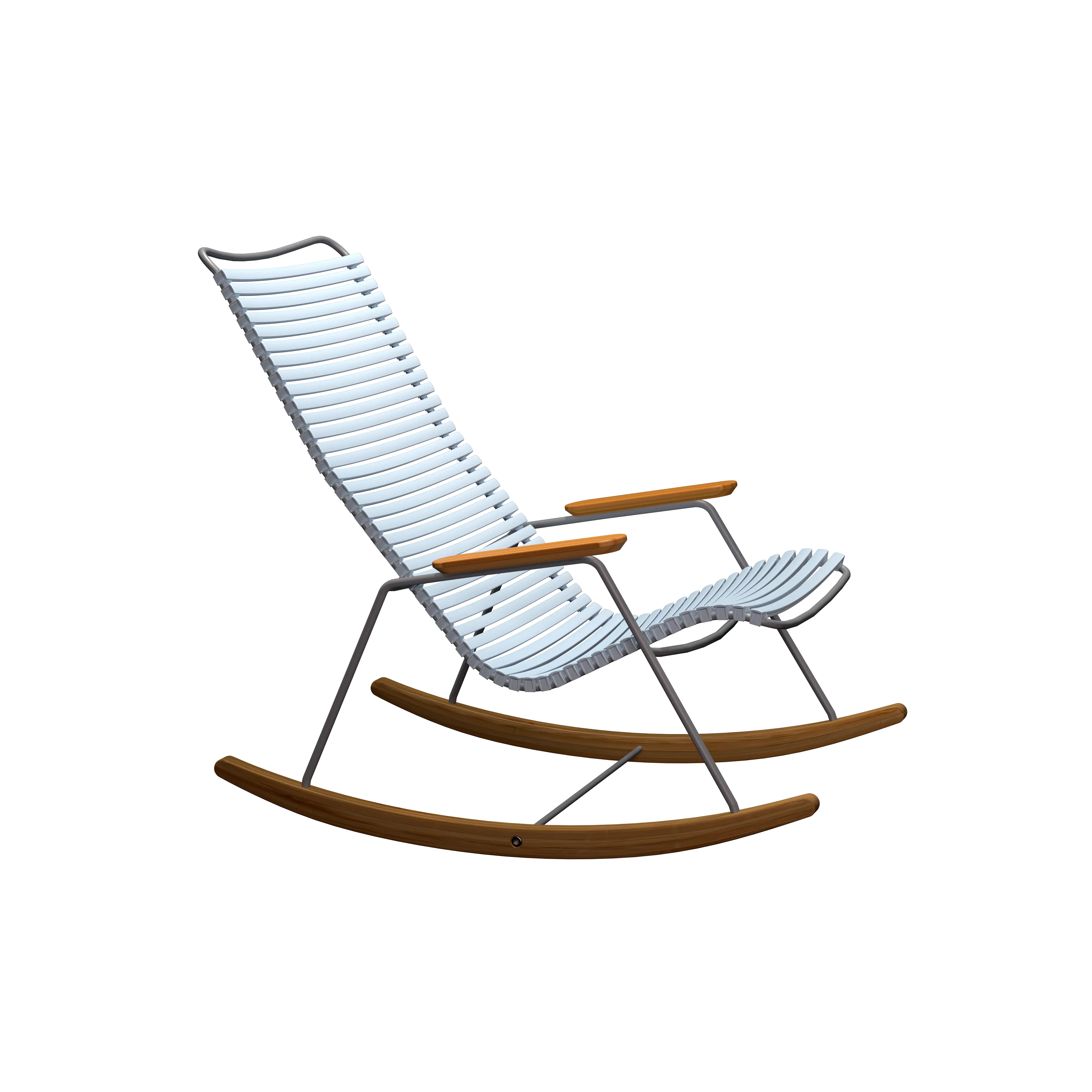 Click rocking chair - Dusty light blue, bamboo armrests
