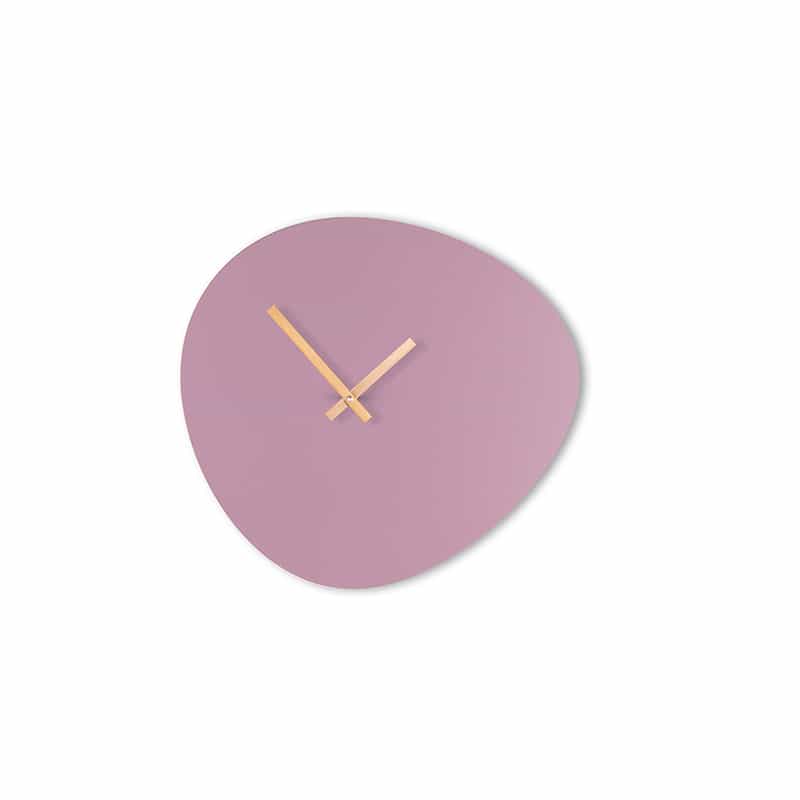 Wall clock pebble - Lavender grey/shiny gold