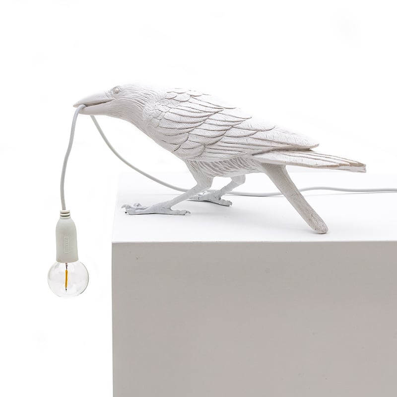Bird tafellamp playing outdoor - White