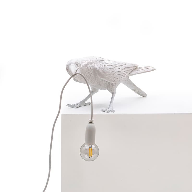 Bird tafellamp playing - White
