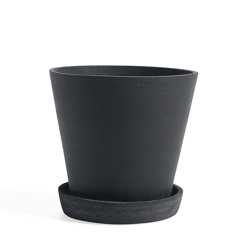 Flowerpot with Saucer L - Black