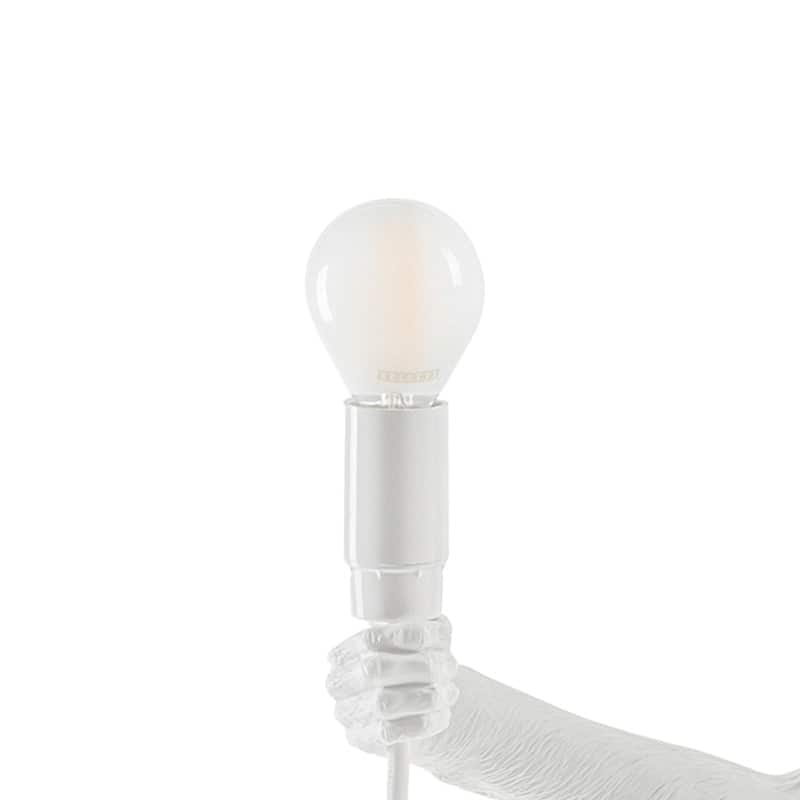Monkey tafellamp sitting - White