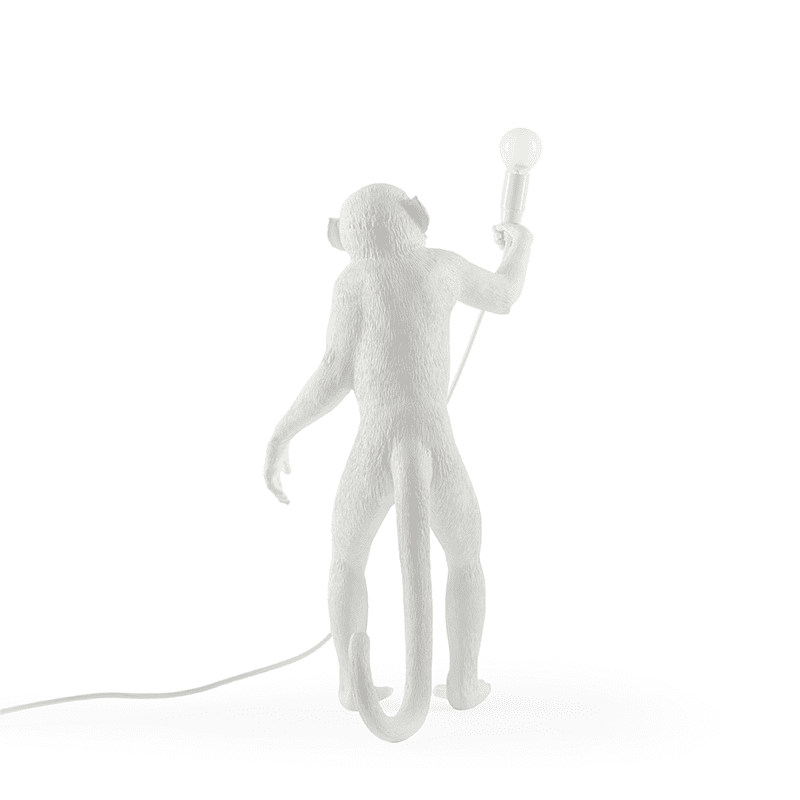 Monkey tafellamp standing outdoor - White