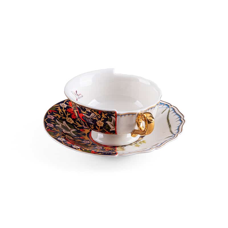 Teacup with saucer in porcelain hybrid - Kannauj