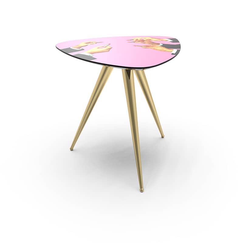 Toiletpaper wooden table with metal legs - Pink lipsticks