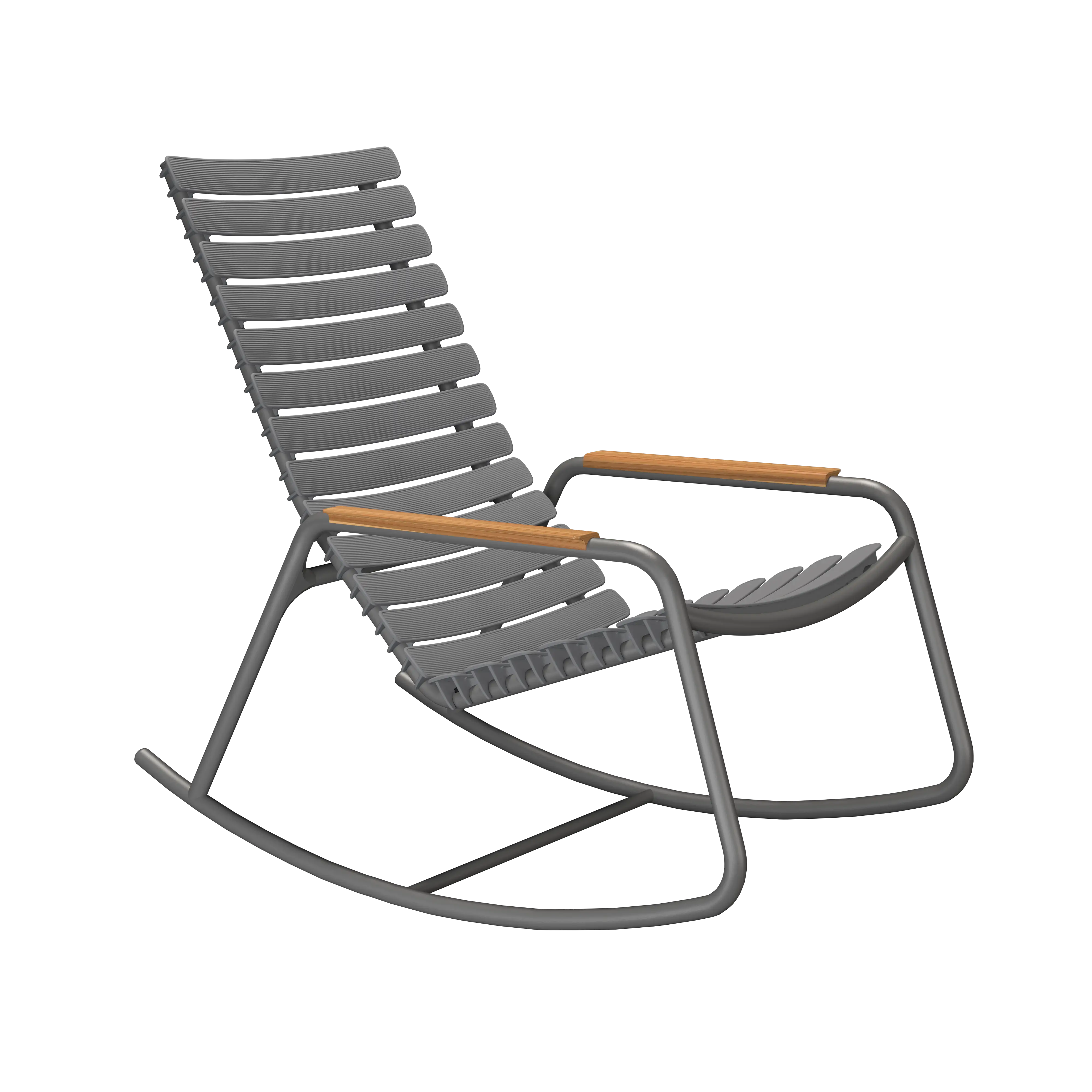 Reclips rocking chair - Grey, bamboo armrests