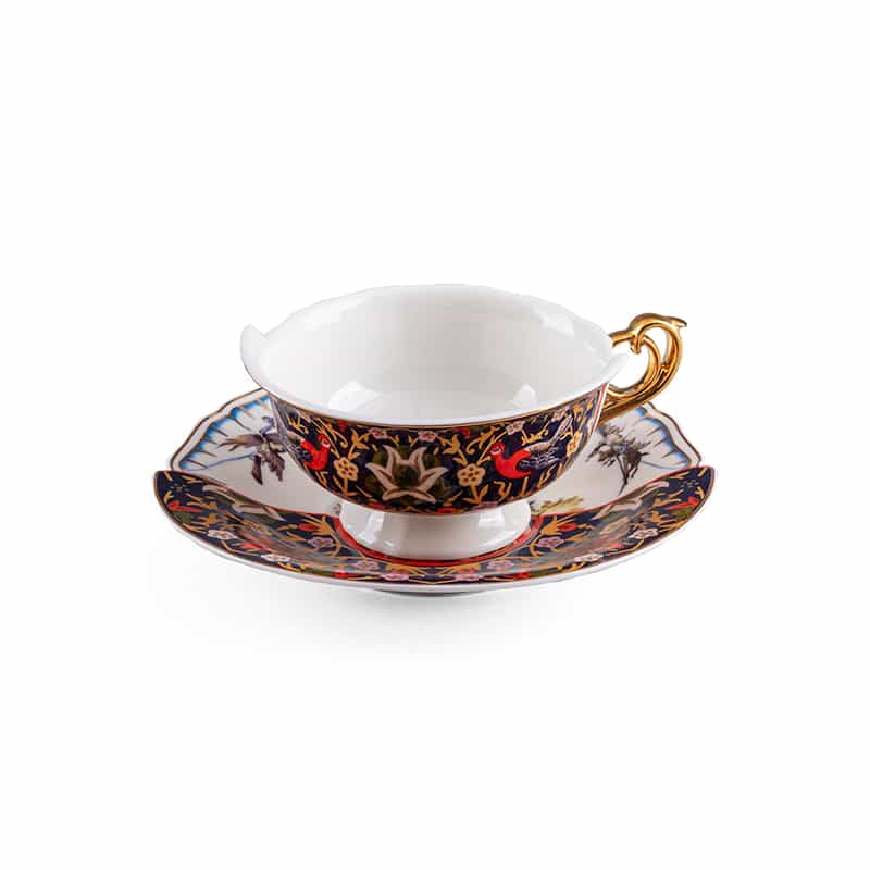 Teacup with saucer in porcelain hybrid - Kannauj