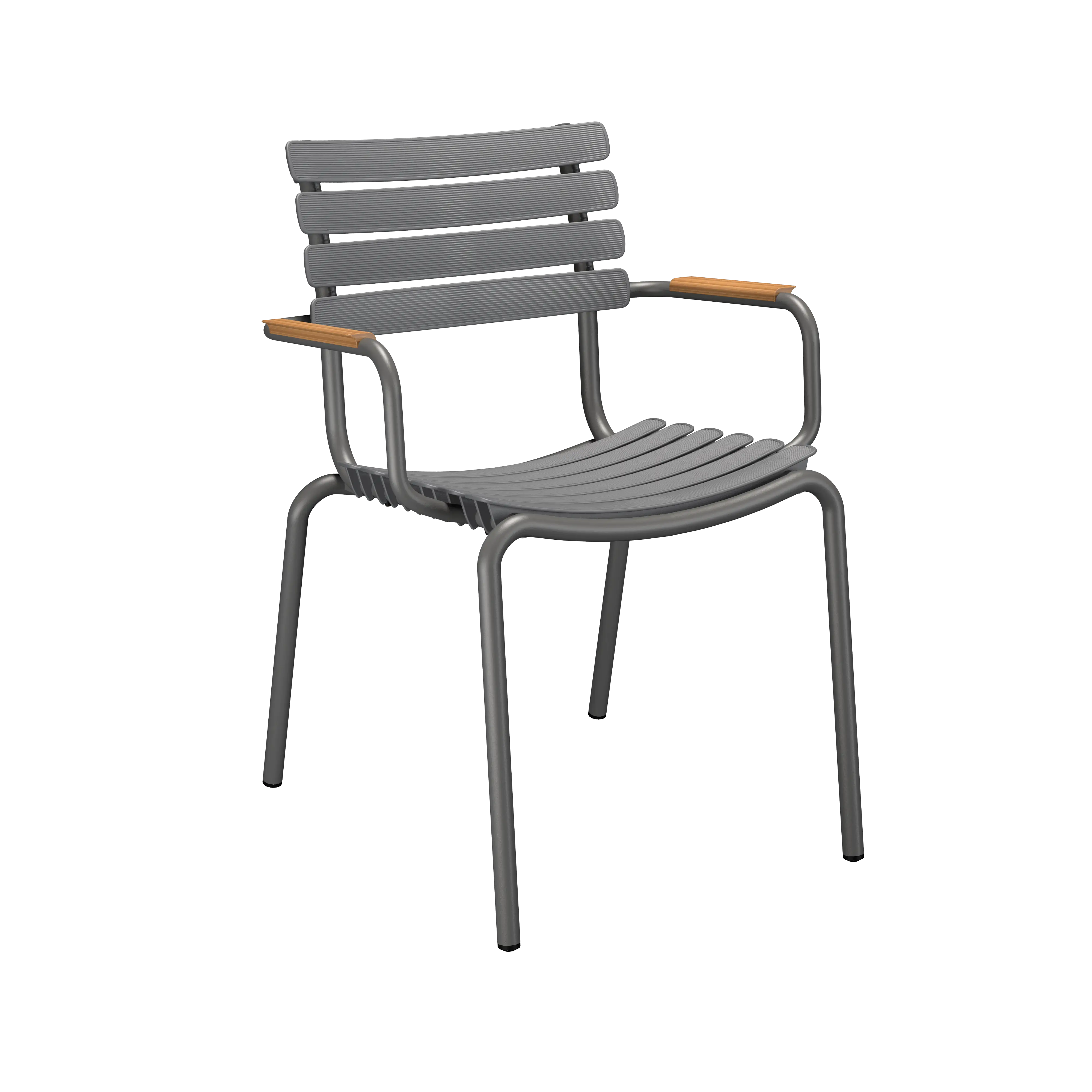Reclips dining chair - Grey, bamboo armrests