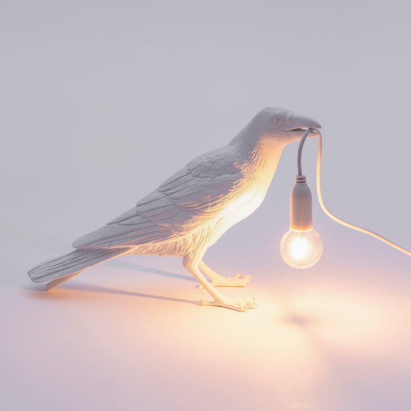 Bird tafellamp waiting - White