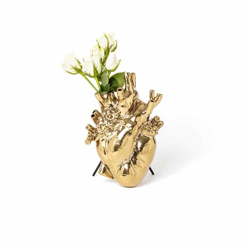 Love in bloom-gold porcelain heart vase