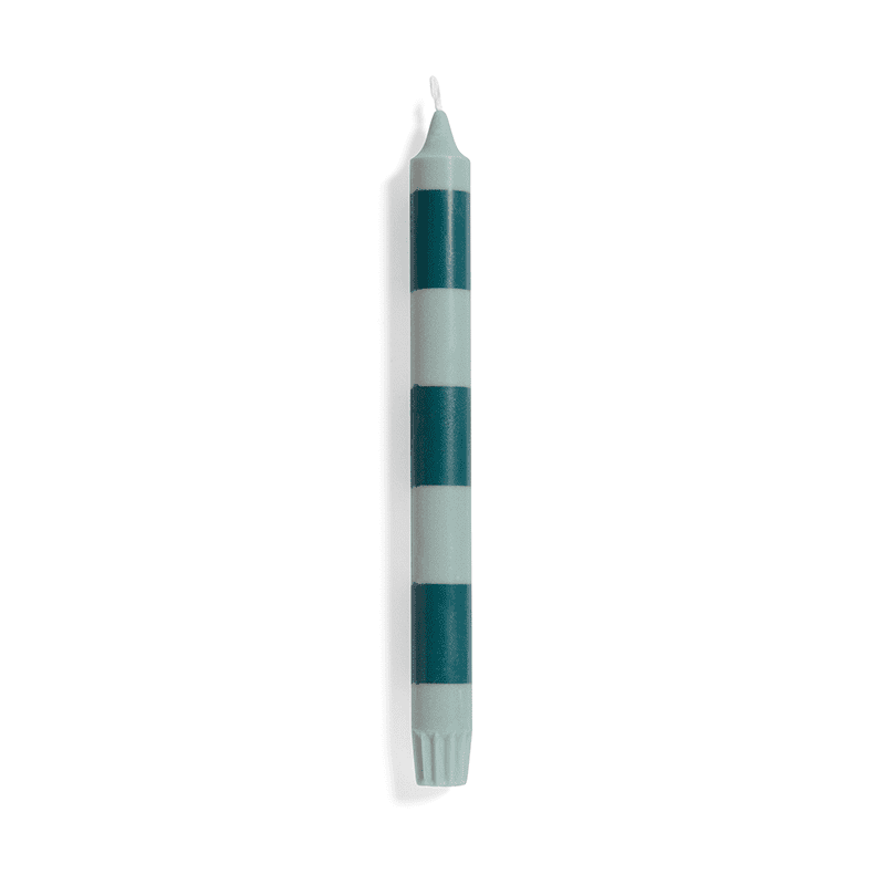 Stripe Candle - Steel blue and light blue