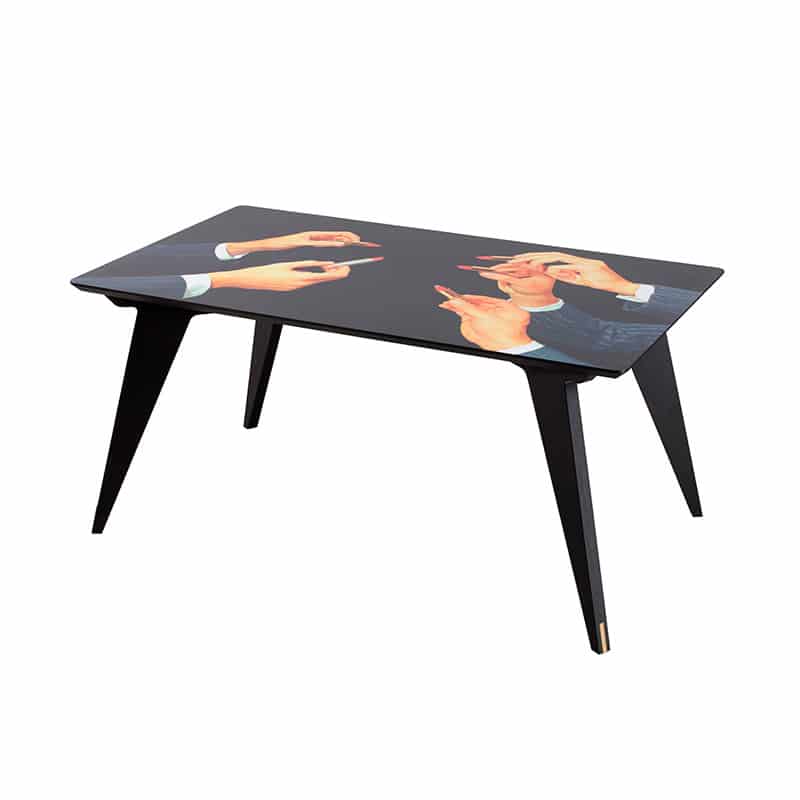 Toiletpaper wooden table - Lipsticks black