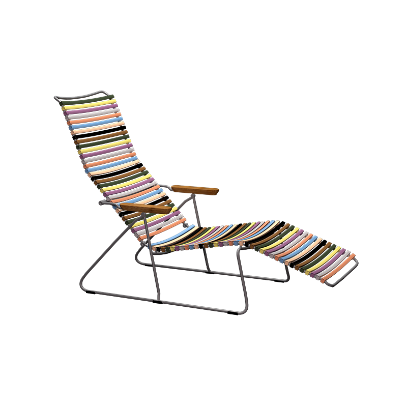 Click sunlounger - Multi color 1, bamboo armrests