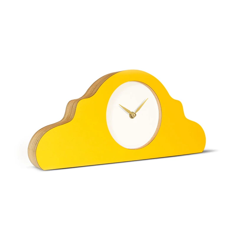 Mantel clock - Signal yellow/pure white/shiny gold