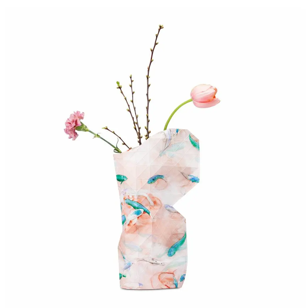 Paper Vase Cover Large - Pink Fish