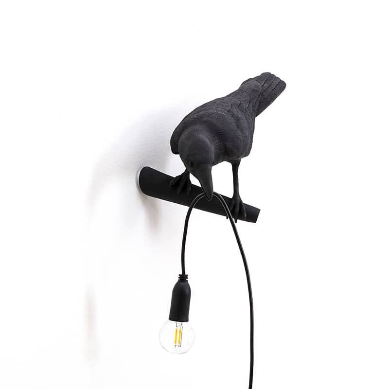 Bird wandlamp looking left outdoor - Black