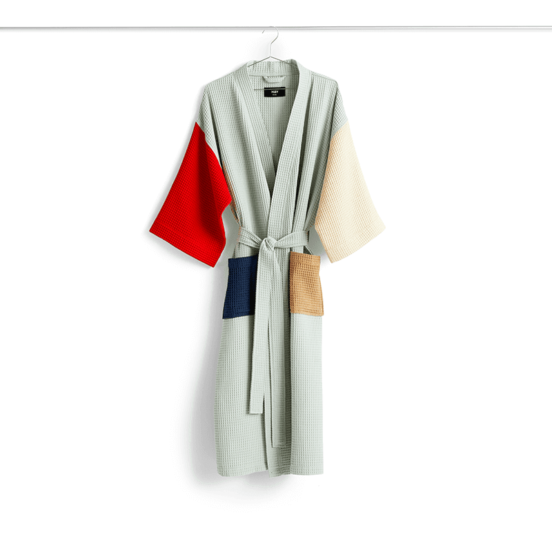 Waffle bathrobe - Cream multi