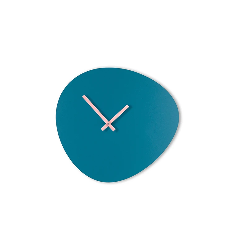 Wall clock pebble - Petrol blue/peach pastel