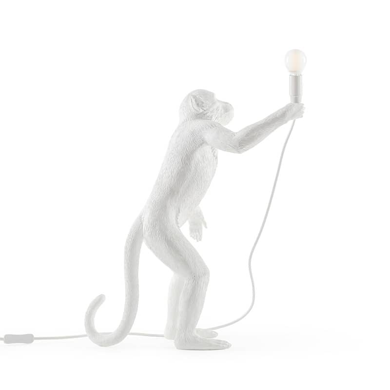 Monkey tafellamp standing - White