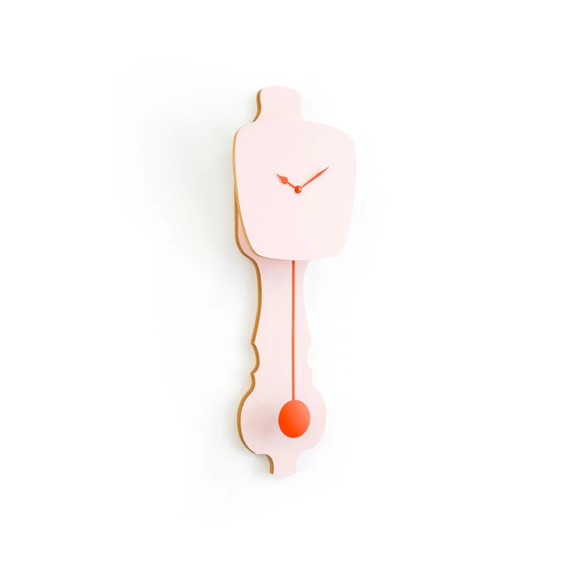 Wall clock pendulum small - Peach pastel/neon orange