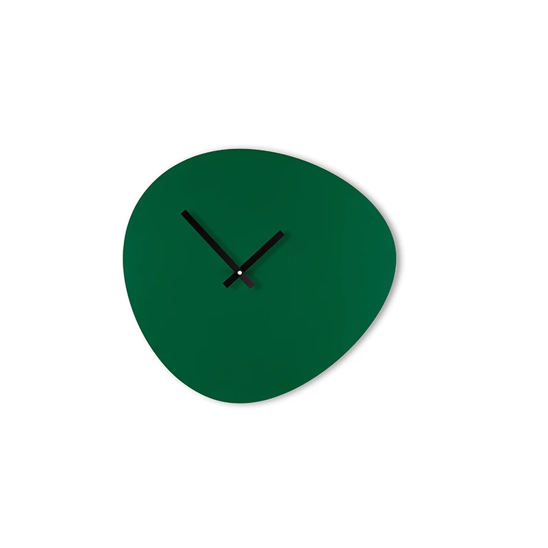 Wall clock pebble - Emerald green/deep black
