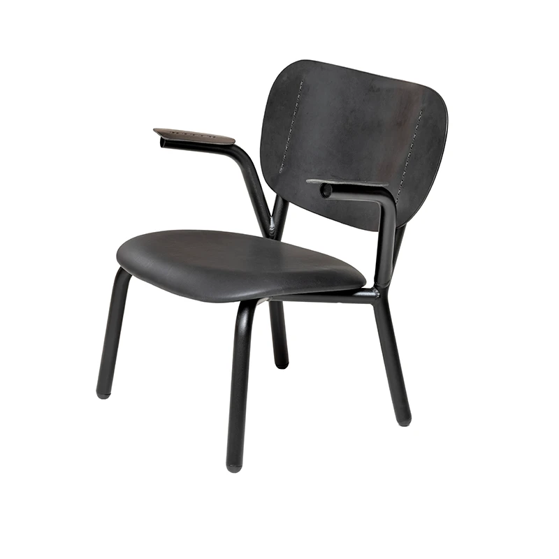 Emil Rosi lounge + armrest - Natural/ black/ black leather seat