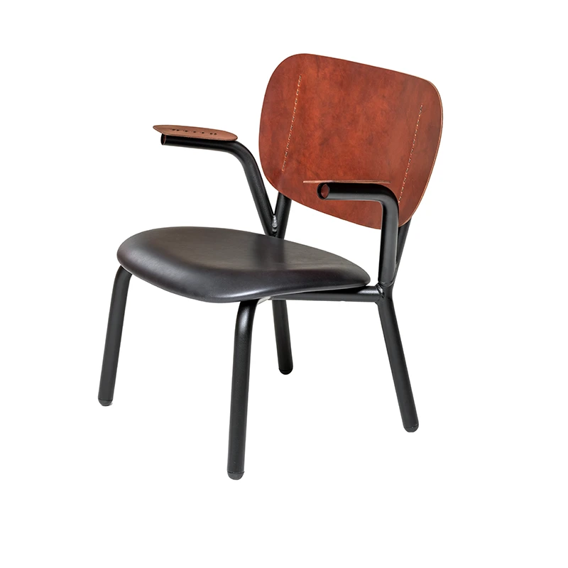 Emil Rosi lounge + armrest - Cognac/ black/ black leather seat