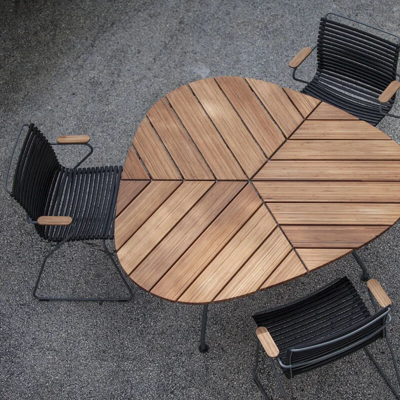 Set Leaf dining table + 3 Click chair black, bamboo armrest