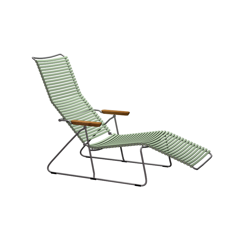 Click sunlounger - Dusty green, bamboo armrests