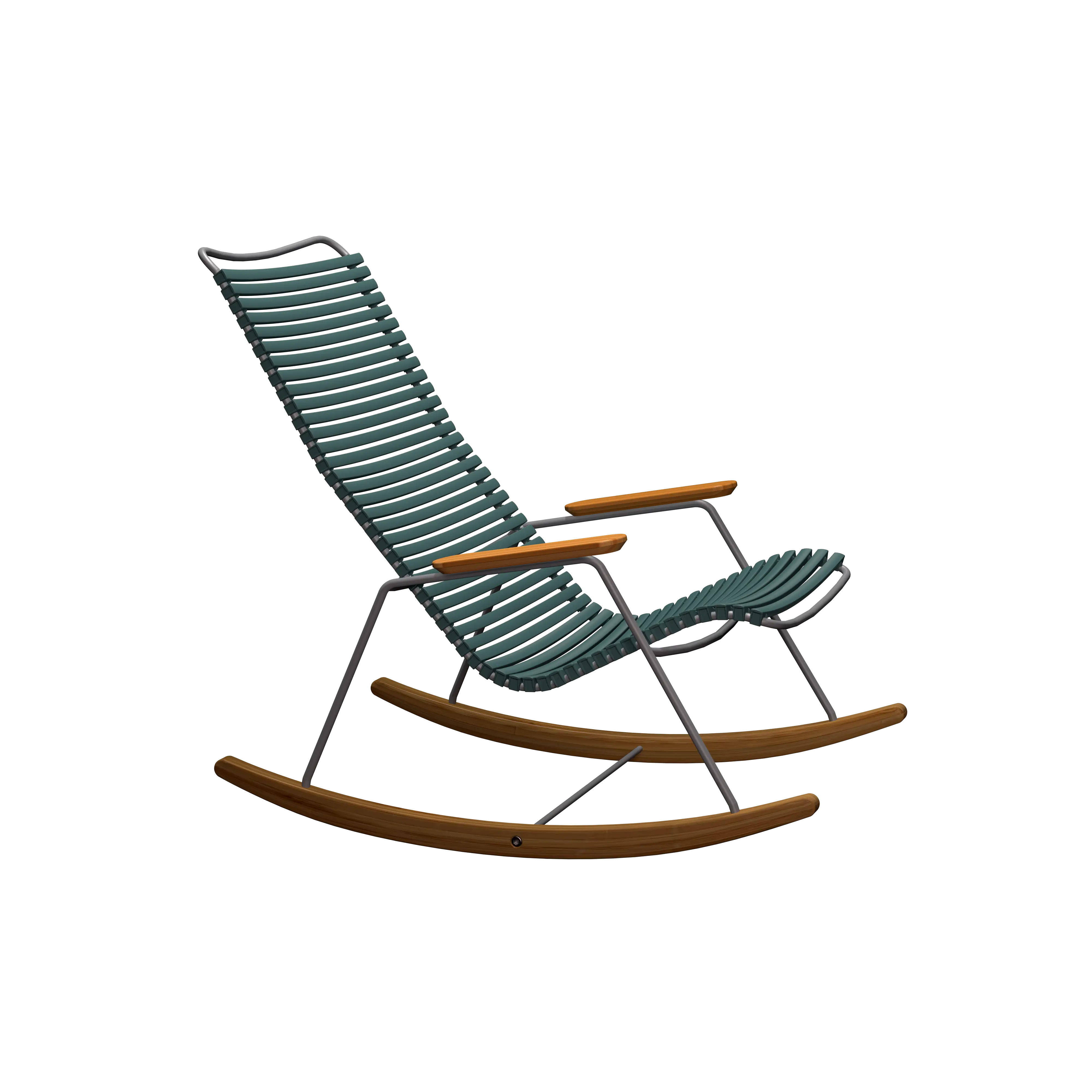 Click rocking chair - Pine green, bamboo armrests