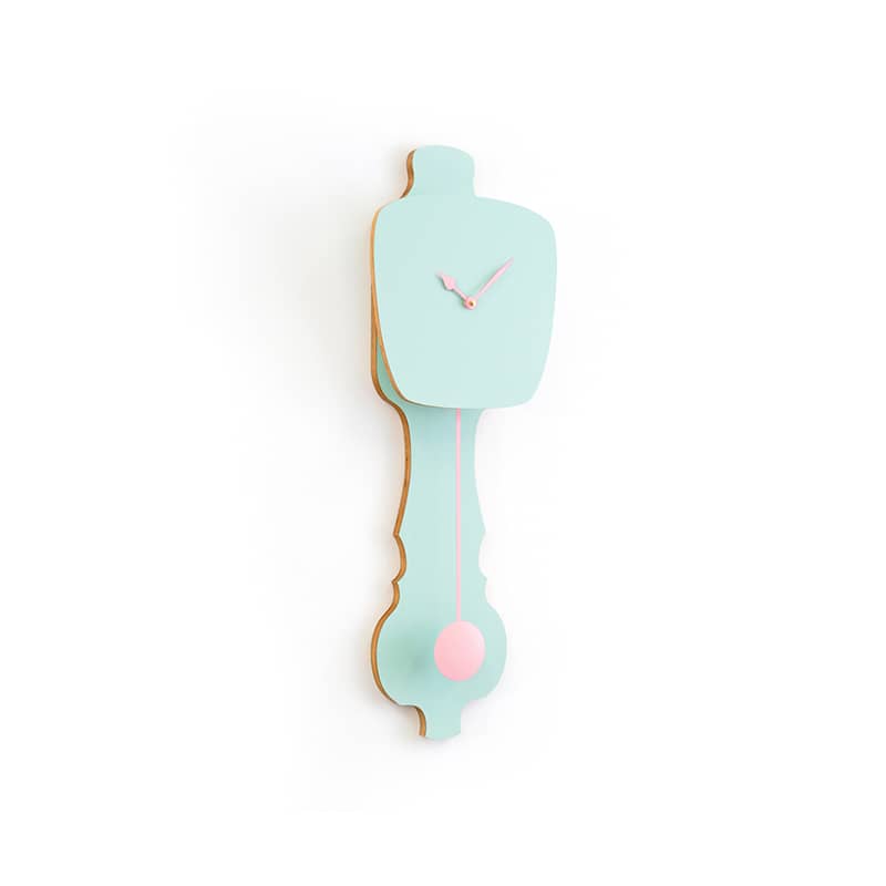 Wall clock pendulum small - Pale green/peach pastel