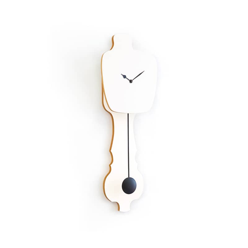 Wall clock pendulum small - Pure white/deep black