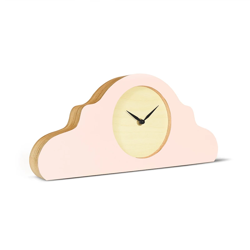 Mantel clock - Peach pastel/bare wood/deep black