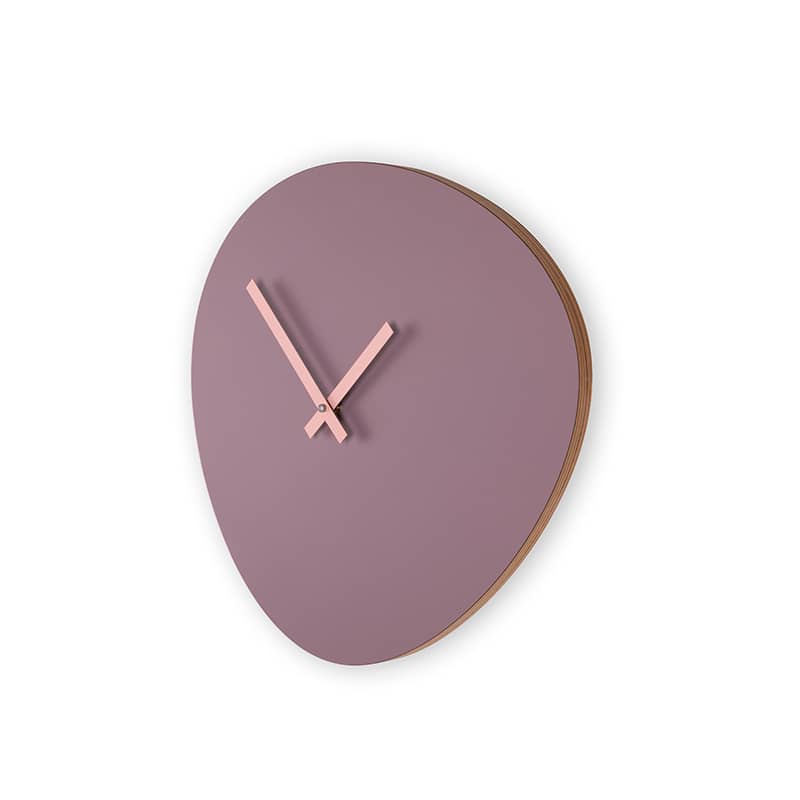 Wall clock pebble - Lavender grey/peach pastel